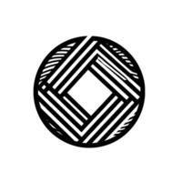 Geometric Black and White Circular Featuring Intersecting Lines and a Central Diamond Shape vector