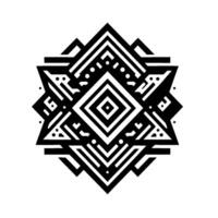 Geometric Starburst Mandala A Symmetrical Black and White with Angular Shapes and Repeating Patterns on a White Background. vector