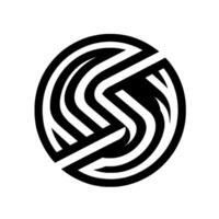 Abstract Black and White Circular Featuring Interlocking Geometric Shapes and Lines, Modern and Minimalist Aesthetic. vector
