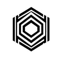 Abstract Geometric Hexagon Composition with Concentric Hexagons, Shadow Effects, and Black and White Contrast on a White Background. vector