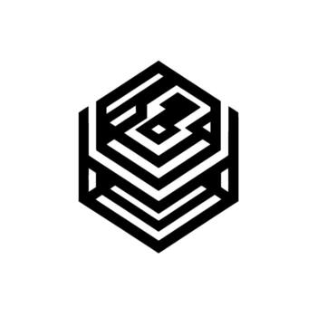 resumen hexágono con anidado geométrico laberinto modelo en alto contraste negro y blanco vector