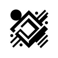 Abstract Black and White Geometric Composition of Overlapping Shapes, Lines, and Forms on a White Background vector