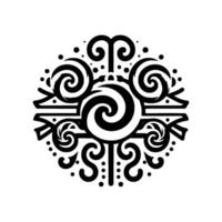 Intricate Black and White Ornamental with Swirls, Dots, and Symmetrical Elements on a White Background. vector