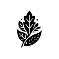 Elegant Black and White Leaf Cluster with Simplified Veins and Detailed Texture on a Clean Background. vector