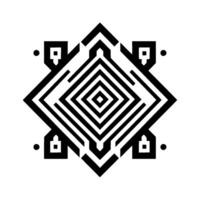 Geometric Black and White Symmetrical, Abstract Pattern with Concentric Diamond Shapes, Isolated on White. vector