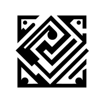 geométrico monocromo laberinto un negro y blanco cuadrado modelo con puntos y líneas en un moderno minimalista estilo vector