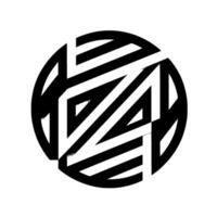 Abstract geometric a black and white circular composition of intersecting stripes and shapes, creating depth. vector