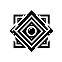Geometric Black and White Optical Illusion with Central EyeLike Motif, Starburst Pattern on a Pure White Background. vector