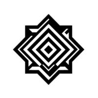 Geometric Abstract Symmetrical Starburst Composition of Nested Diamond Shapes in High Contrast Monochrome. vector