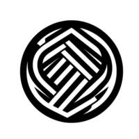 Intricate Black and White Circular Emblem with Interwoven Striped , Geometric and Modern Aesthetic. vector