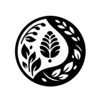 Yin and Yang floral , black and white, symbolic representation of balance, harmony, and natures duality. vector