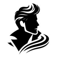 Silhouette of a Mans Profile with a Modern Hairstyle and Beard, Emphasizing Bold Lines and Artistic Style vector