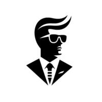 Stylized Monochrome Silhouette of a Suave Gentleman Wearing Sunglasses, Exuding Confidence and Modern Elegance. vector