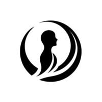 A minimalist black and white featuring a human profile within a stylized crescentshaped . vector