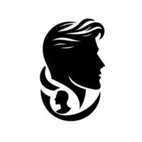 Silhouette of a Mans Head with a Smaller Head Enclosed, Representing Internal Reflection or Concept. vector