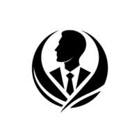 Elegant Silhouette of a Business Professional, Featuring Profile View Inside an Abstract Circular Frame. vector