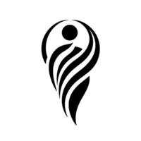 Abstract Black and White a Stylized Figure Composed of Curved Lines and a Sphere, Suggesting Movement and Energy, on a Clean White Background. vector
