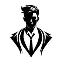 Geometric Monochrome Illustration of a Stylish Man in a Suit and Tie, Modern Silhouette vector