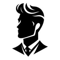 Sleek Black and White Silhouette of a Man in a Suit with Stylish, Upswept Hair, a Formal and Modern vector