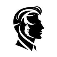 Silhouette Illustration Two Faces Intertwined, One a Shadow of the Other, Evoking a Sense of Identity. vector