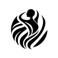 Silhouette of a person with arms raised, encapsulated within a circular of stylized flowing lines, evoking a sense of movement and balance. vector