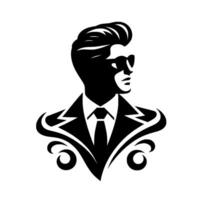 Silhouette of a Dapper Man in a Suit and Sunglasses, Featuring an Ornamental , Representing Confidence and Sophistication. vector