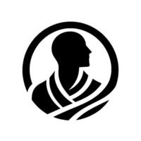 Minimalist Silhouette of a Person in a Circle, Focused on Profile, Depicting a Robed Figure, Clean, Modern, and Abstract . vector