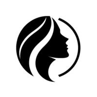 Minimalist Black Silhouette of a Womans Profile Within a Circle, Emphasizing Elegance and Beauty, For Branding. vector