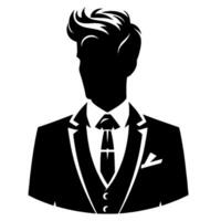 silhouette of a dapper man in a suit, with distinctive pompadour hairstyle, classic style and a modern, minimalist aesthetic. vector