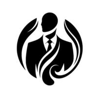 Monochromatic Featuring a Silhouetted Businessman in a Suit, Encircled by Flowing, Abstract Elements. vector