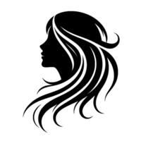 Silhouette of a Woman with Flowing Hair in a Black and White vector
