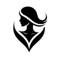 Elegant Silhouette A Womans Profile and Flowing Hair, Enclosed Within Graceful, Stylized Lines, Creating a Modern, Aesthetic Composition. vector