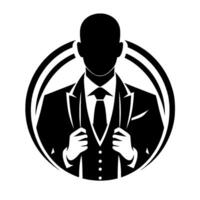 Silhouette of a Man in a Suit Inside a Circle vector