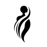 Silhouette of a woman with flowing lines, embodying elegance and grace, set against a clean white background. vector