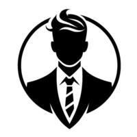Silhouetted businessman in formal attire encircled in a minimalist black and white , portraying professionalism and sophistication. vector