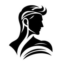 Sleek Silhouette of a Stylish Man Black and White Portrait with Modern Haircut and Elegant Lines on a Clean White Background. vector