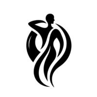 Abstract Silhouette of a Woman with Flowing Forms, in a Modern, Style, Set Against a White Background. vector