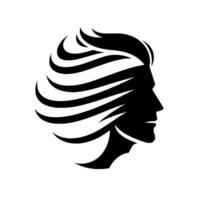 Silhouette of a Mans Face with Flowing Hair, a Striking Black and White, Minimalist, and Dynamic . vector