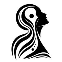 Abstract Silhouette of a Person with Internal Head Silhouette Flowing Lines in Black and White. vector