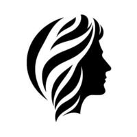 Black and White Illustration of a Womans Profile and Flowing, Abstract Hair. vector