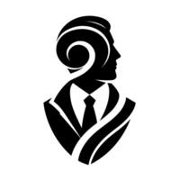 Silhouette of a Dapper Man in a Suit with Elegant Curls, BusinessFocused, Minimalist . vector