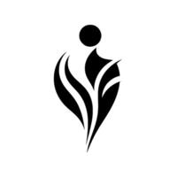 Abstract Monochromatic A stylized human figure with a rounded head and an intricate, organic form resembling leaves or flames. vector