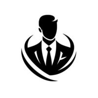 Sleek Silhouette of a Dapper Businessman, Encircled by Modern Curved Elements, Representing Professionalism and Sophistication in Monochrome. vector