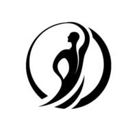Elegant Silhouette of a Dancer Within a Circle, Representing Grace, Flow, and Artistic Movement. This abstract embodies the essence of performance, balance and harmony. vector
