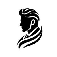 Silhouetted Side Profile of Stylish Man with Elegant Hairstyle and Formal Attire, Abstract . vector