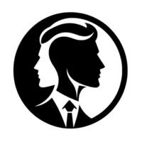 Yin Yang of Personality Black and White Silhouette of Two Faces Merged in a Circle, Symbolizing Duality and Balance. vector