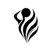 Abstract Black and White A stylized figure with curving lines and a spherical head in a minimalist composition. vector