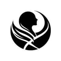 Silhouette of a womans profile within an abstract circular , evoking growth and serenity, against a clean white backdrop. vector