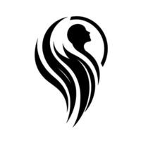 Abstract black and white , a profile human head inside a circle embraced by stylized flowing lines, representing balance. vector