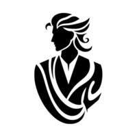 Elegant Silhouette of a Man in Formal Attire, Featuring Intricate Hair , Portrayed in Bold Black and White with a Focus on Line Art and Minimalism. vector